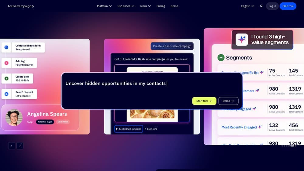 Screenshot of ActiveCampaign website homepage