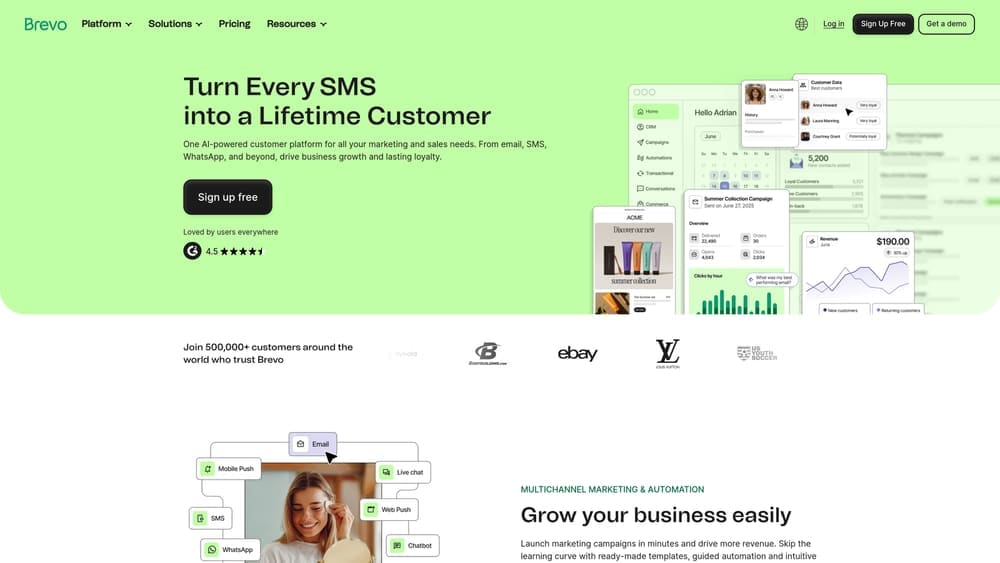Screenshot of Brevo website homepage