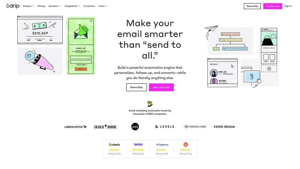 Screenshot of Drip website homepage