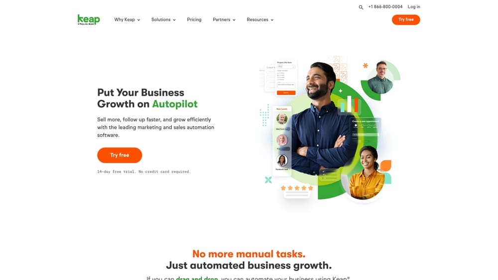 Screenshot of Keap website homepage