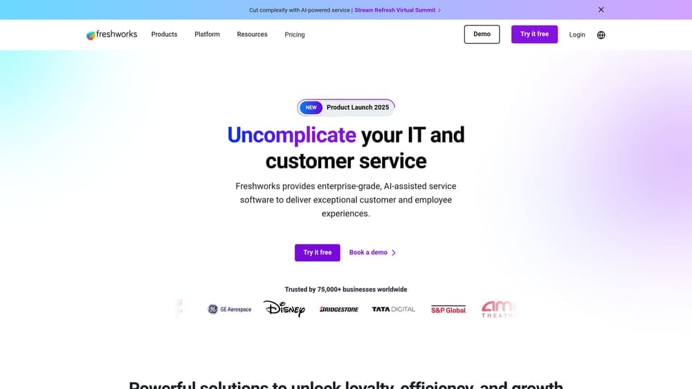 Screenshot of Freshworks CRM website homepage