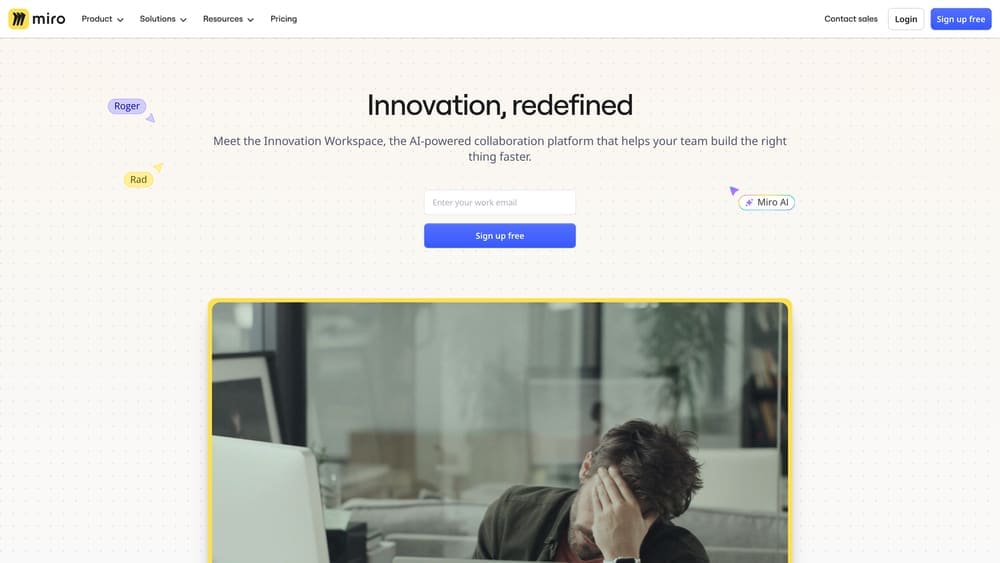 Screenshot of Miro website homepage