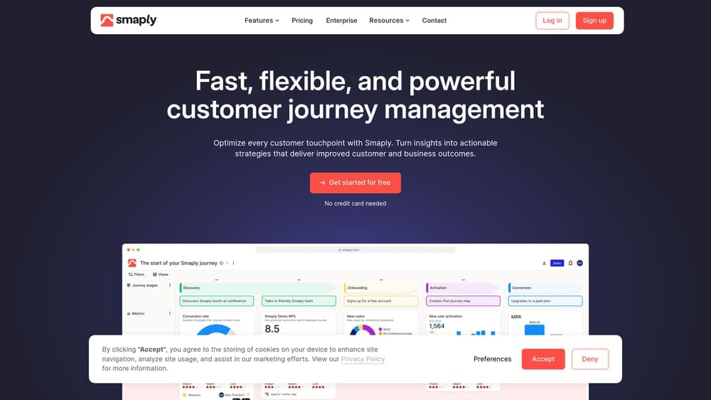 Screenshot of Smaply website homepage