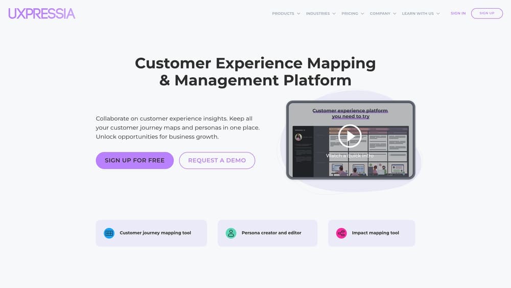 Screenshot of UXPressia website homepage