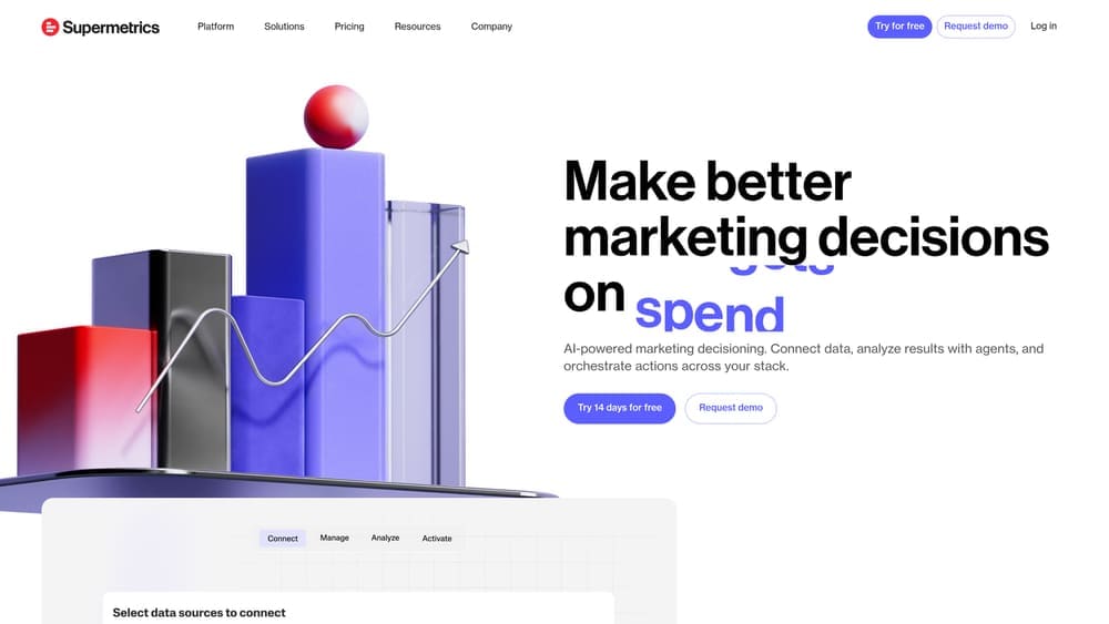 Screenshot of Supermetrics website homepage