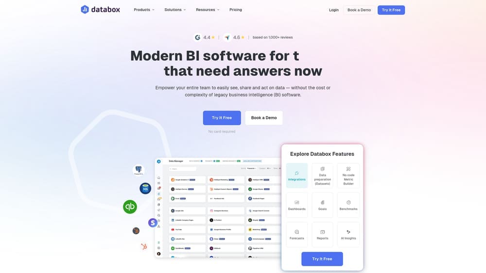 Screenshot of Databox website homepage
