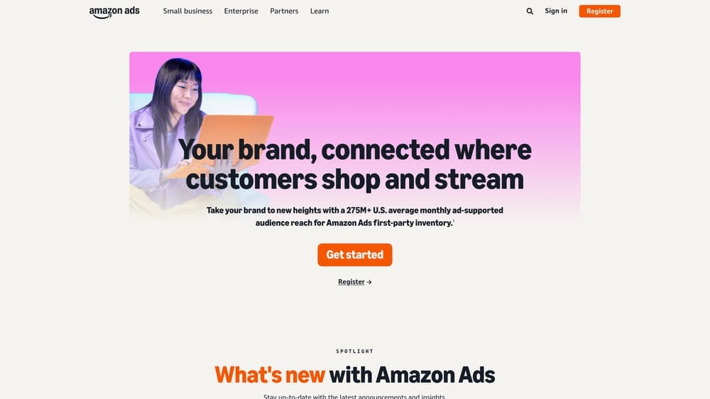 Screenshot of Amazon DSP website homepage