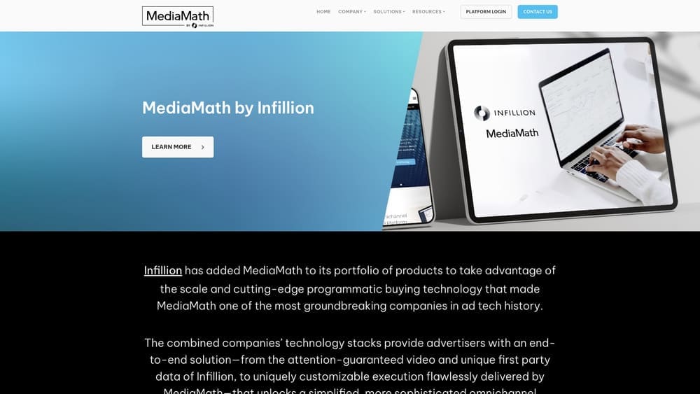 Screenshot of MediaMath website homepage