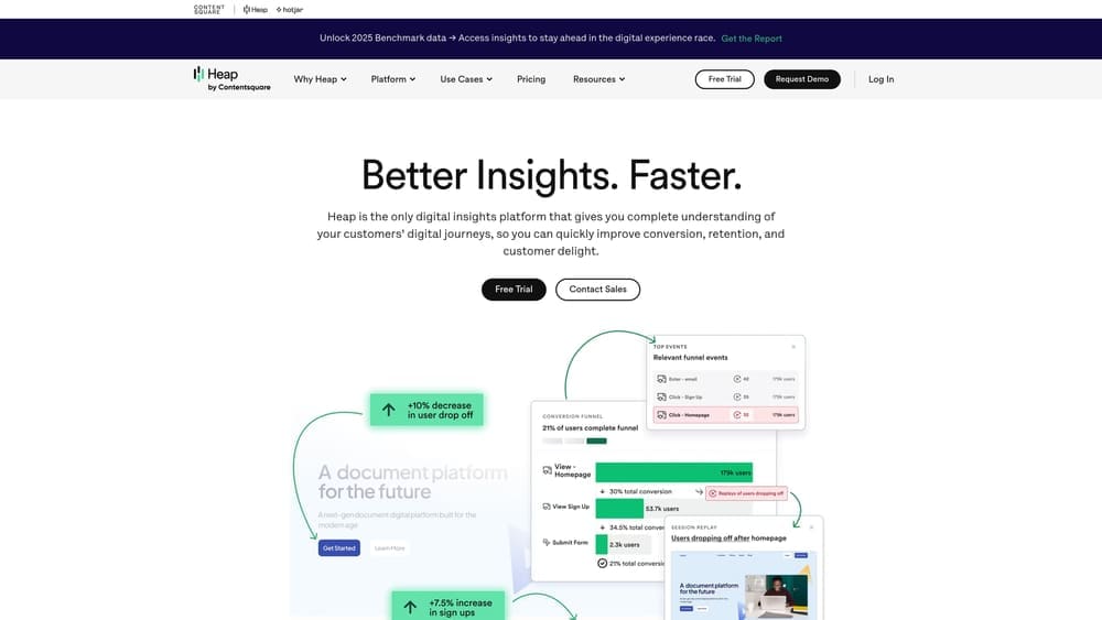 Screenshot of Heap website homepage