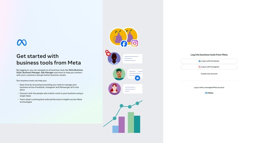Screenshot of Meta Business Suite website homepage