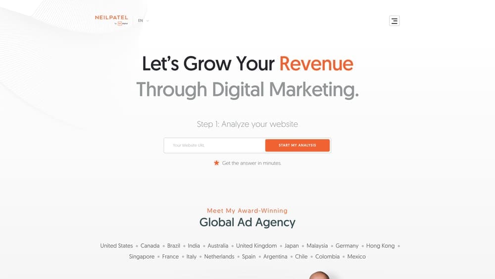 Screenshot of Kissmetrics website homepage