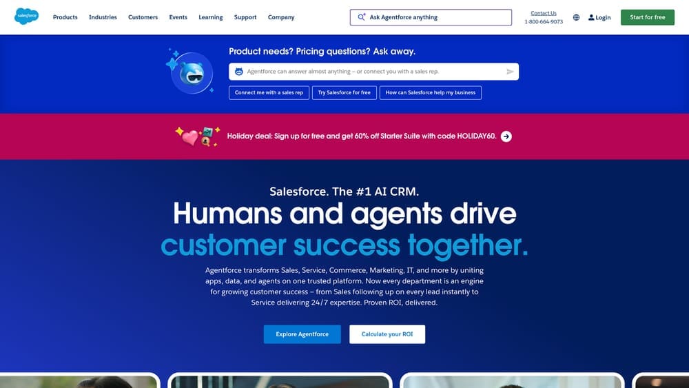 Screenshot of Salesforce Analytics Cloud website homepage