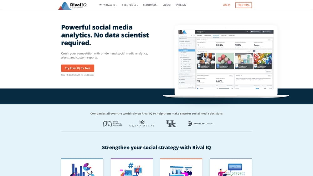 Screenshot of Rival IQ website homepage