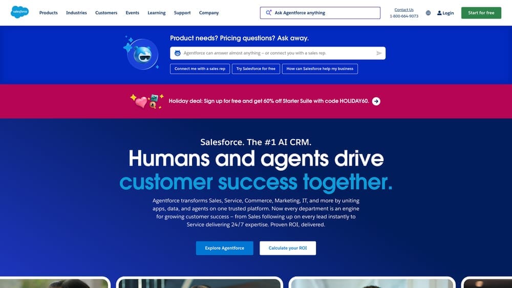 Screenshot of Salesforce Einstein Analytics website homepage