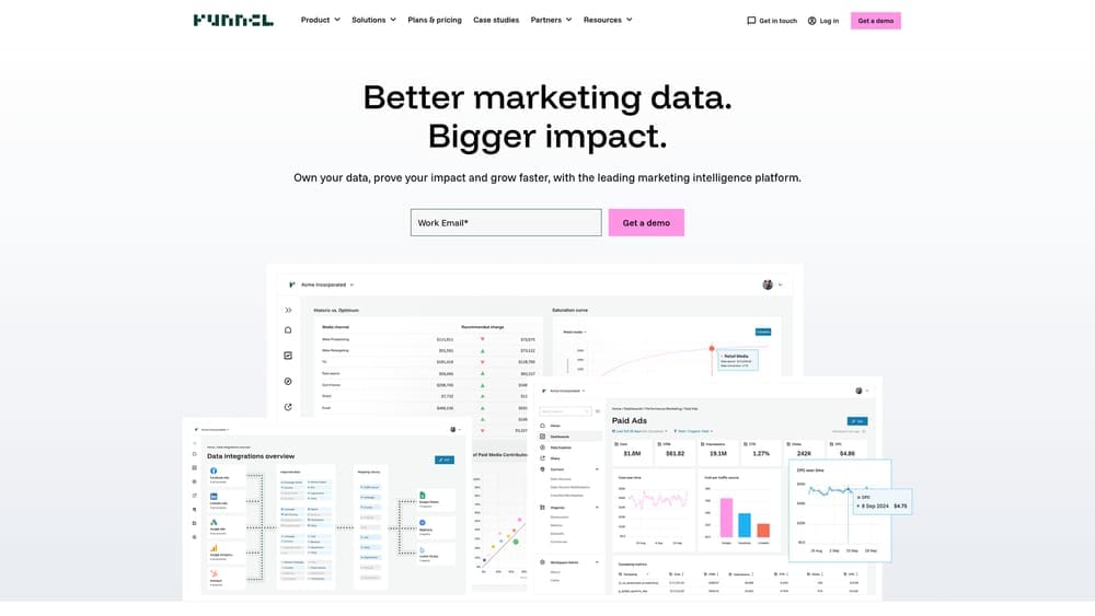 Screenshot of Funnel.io website homepage
