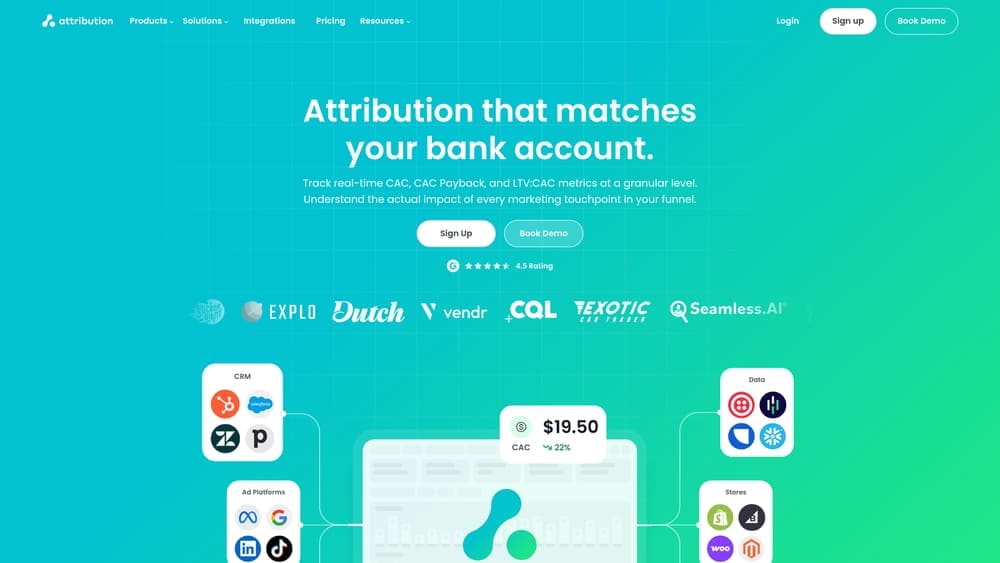 Screenshot of Attribution website homepage