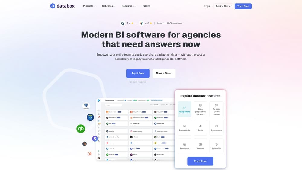 Screenshot of Databox website homepage