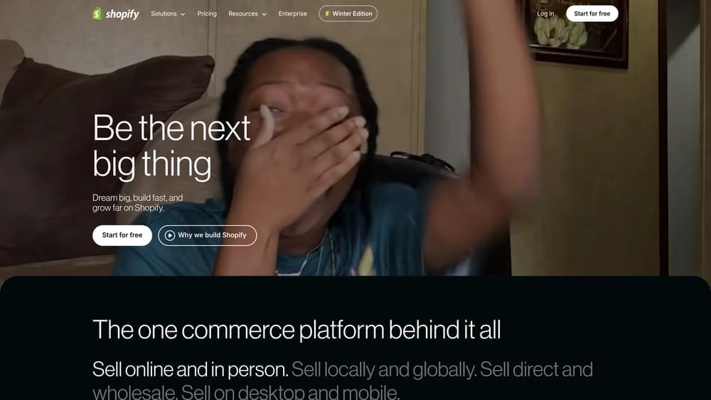 Screenshot of Shopify Plus website homepage