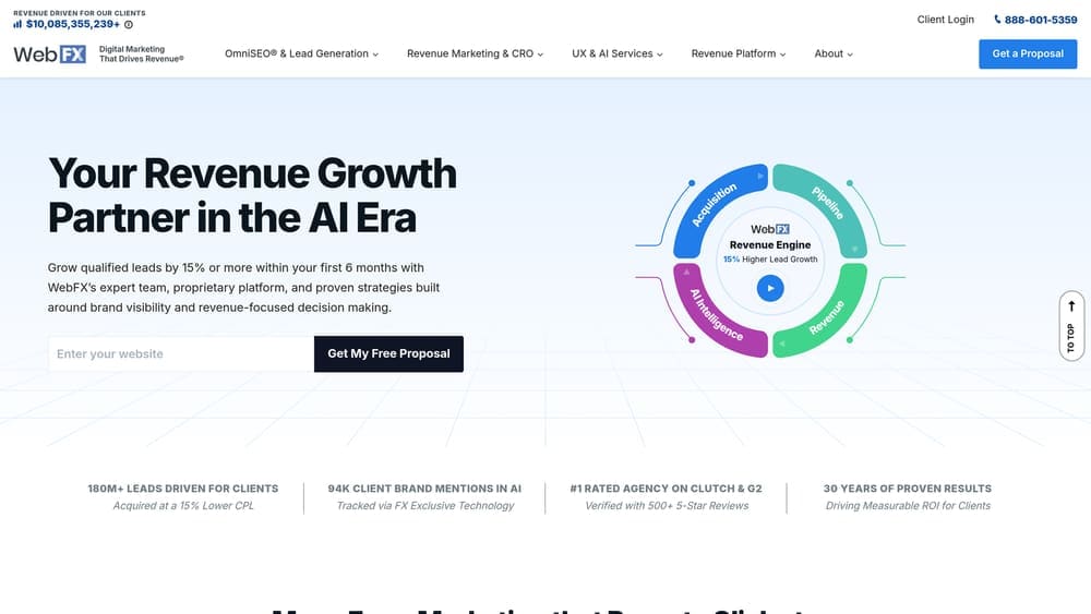 Screenshot of WebFX website homepage