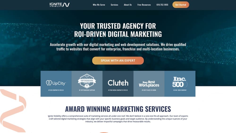 Screenshot of Ignite Visibility website