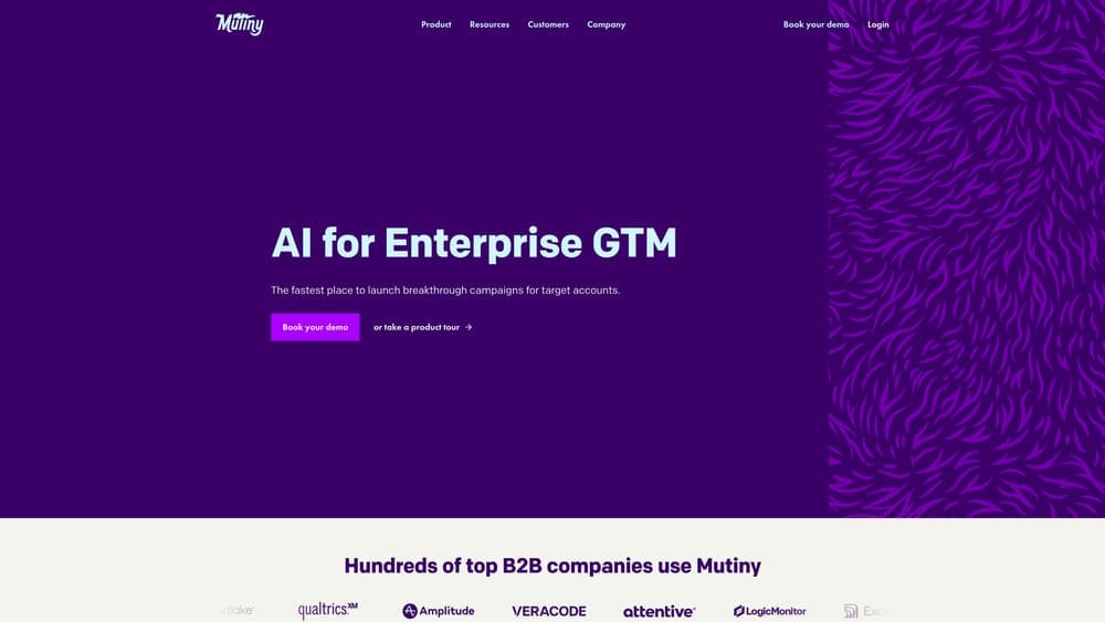 Screenshot of Mutiny website