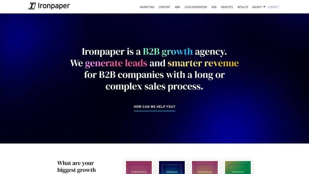 Screenshot of Ironpaper website