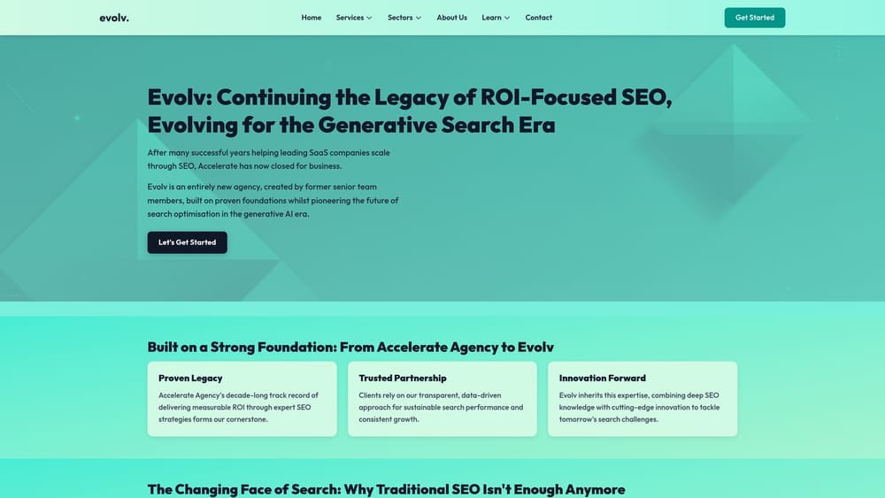 Screenshot of Accelerate Agency website