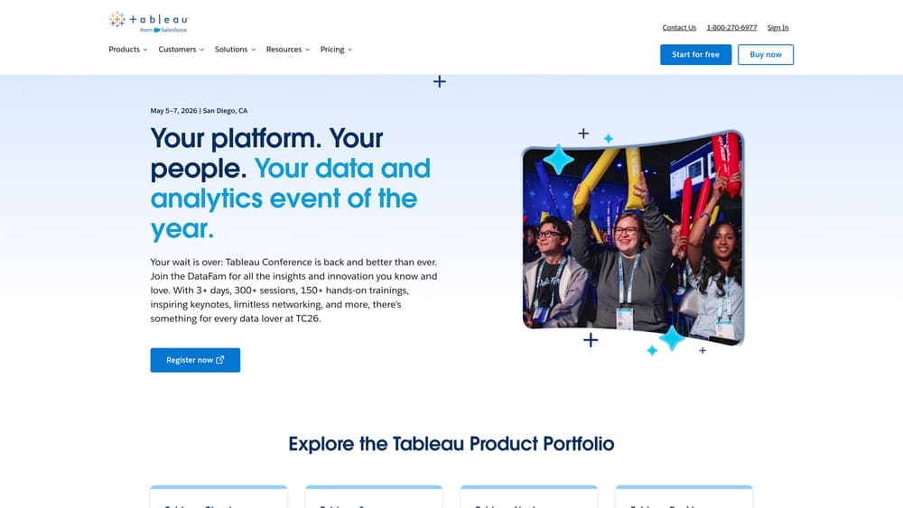 Screenshot of Tableau website