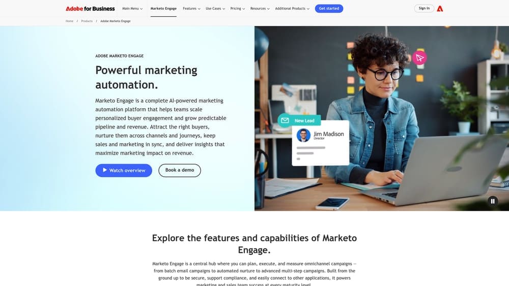 Screenshot of Marketo Engage website