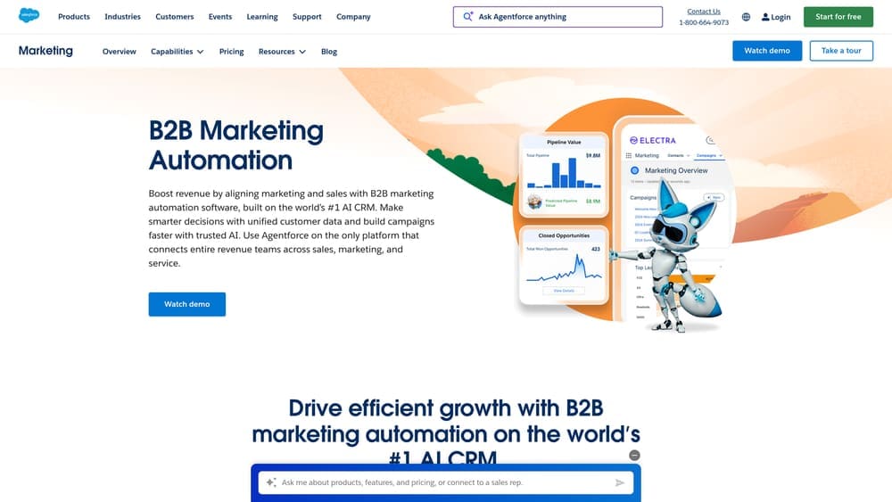 Screenshot of Pardot (Marketing Cloud Account Engagement) website