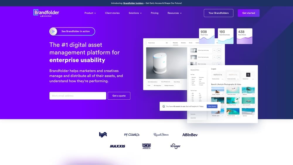 Screenshot of Brandfolder website