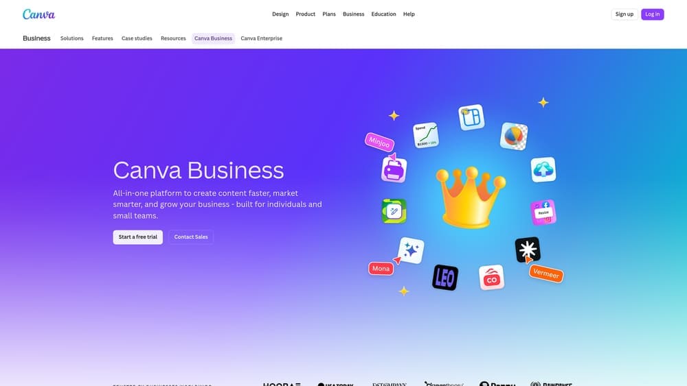 Screenshot of Canva for Teams website