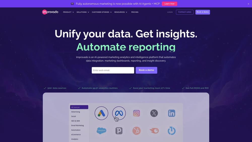 Screenshot of Improvado website