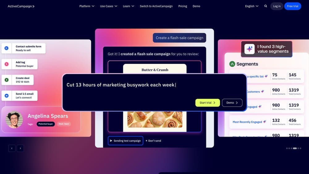 Screenshot of ActiveCampaign website