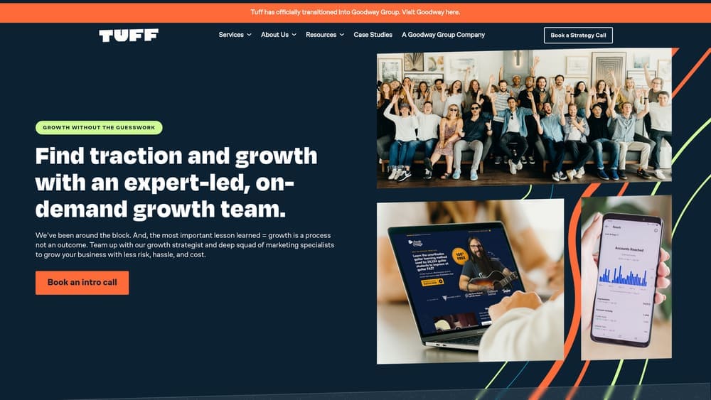 Screenshot of Tuff Growth website