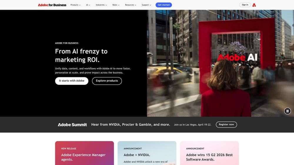 Screenshot of Adobe Experience Cloud website