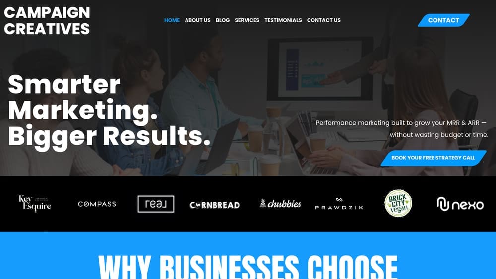 Screenshot of Campaign Creatives website