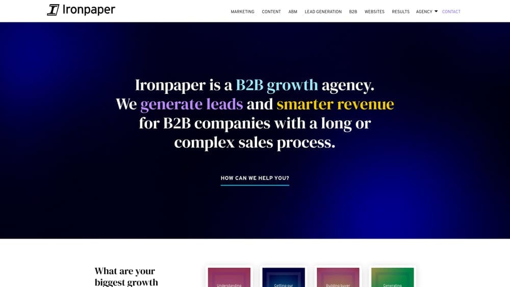 Screenshot of Ironpaper website