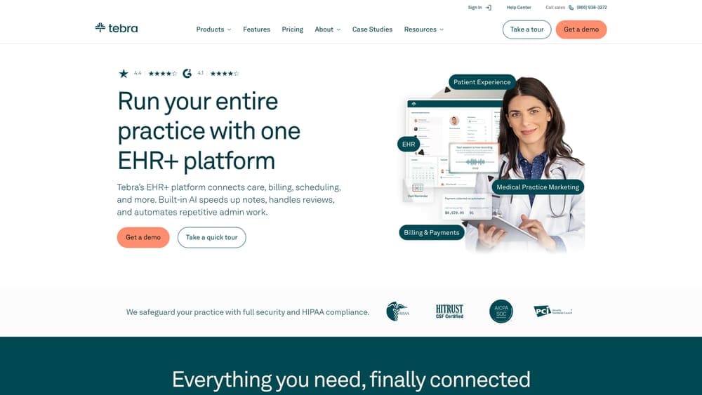 Screenshot of PatientPop by Tebra website