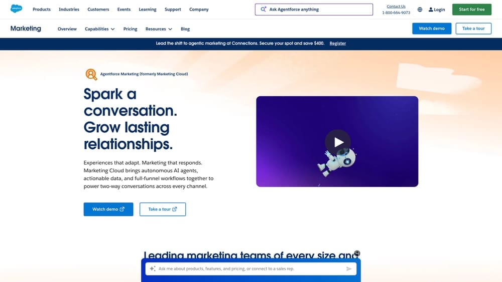 Screenshot of Salesforce Marketing Cloud website