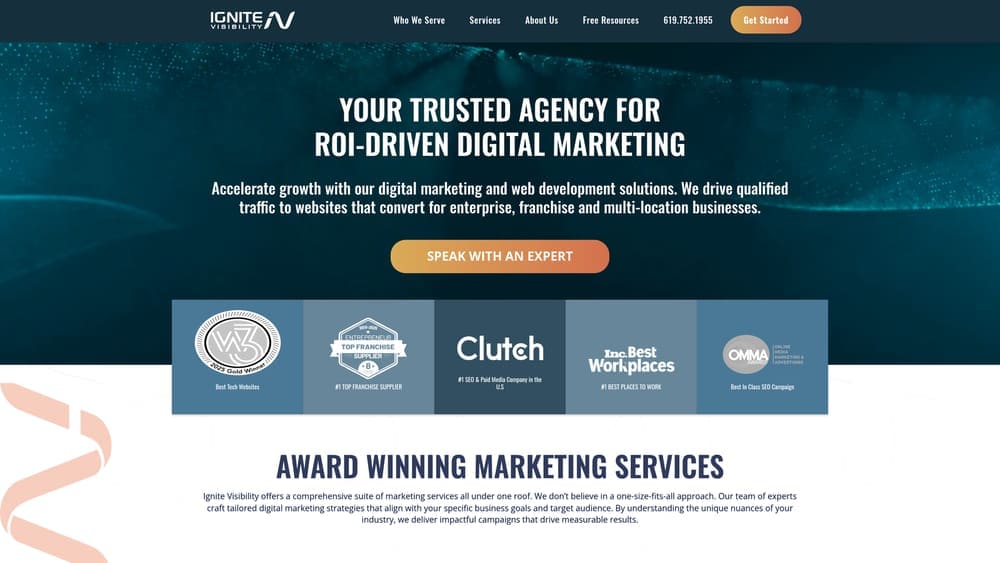 Screenshot of Ignite Visibility website