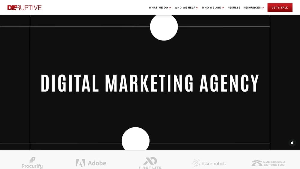 Screenshot of Disruptive Advertising website